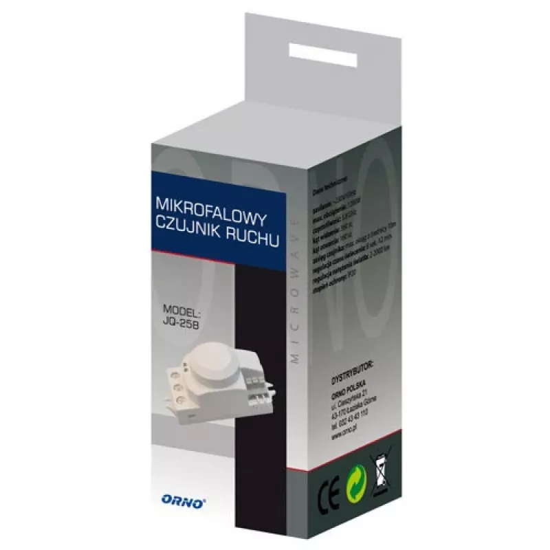 ORNO OR-CR-208 Mikroviļņu kustības sensors, 5,8 GHz, 360°, griestu montāža, balts