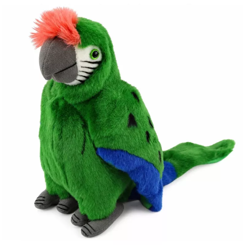 LEAN TOYS Plush Parrot Macaw Exotic Bird Mascot Cuddly Toy Green 24 cm