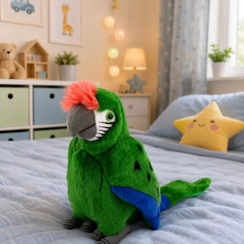 LEAN TOYS Plush Parrot Macaw Exotic Bird Mascot Cuddly Toy Green 24 cm