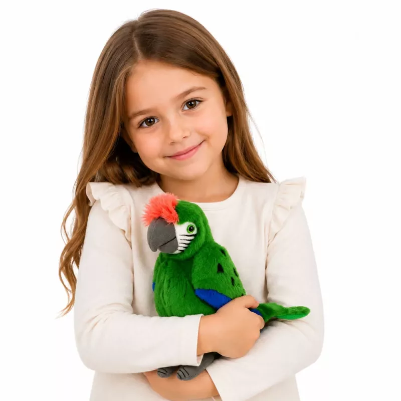 LEAN TOYS Plush Parrot Macaw Exotic Bird Mascot Cuddly Toy Green 24 cm