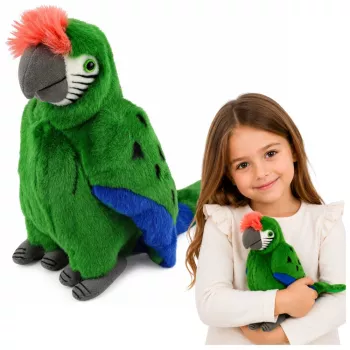 LEAN TOYS Plush Parrot Macaw Exotic Bird Mascot Cuddly Toy Green 24 cm