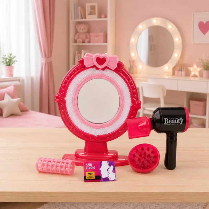 LEAN TOYS Hair Styling Set Hairdryer Mirror Lights Sounds Accessories
