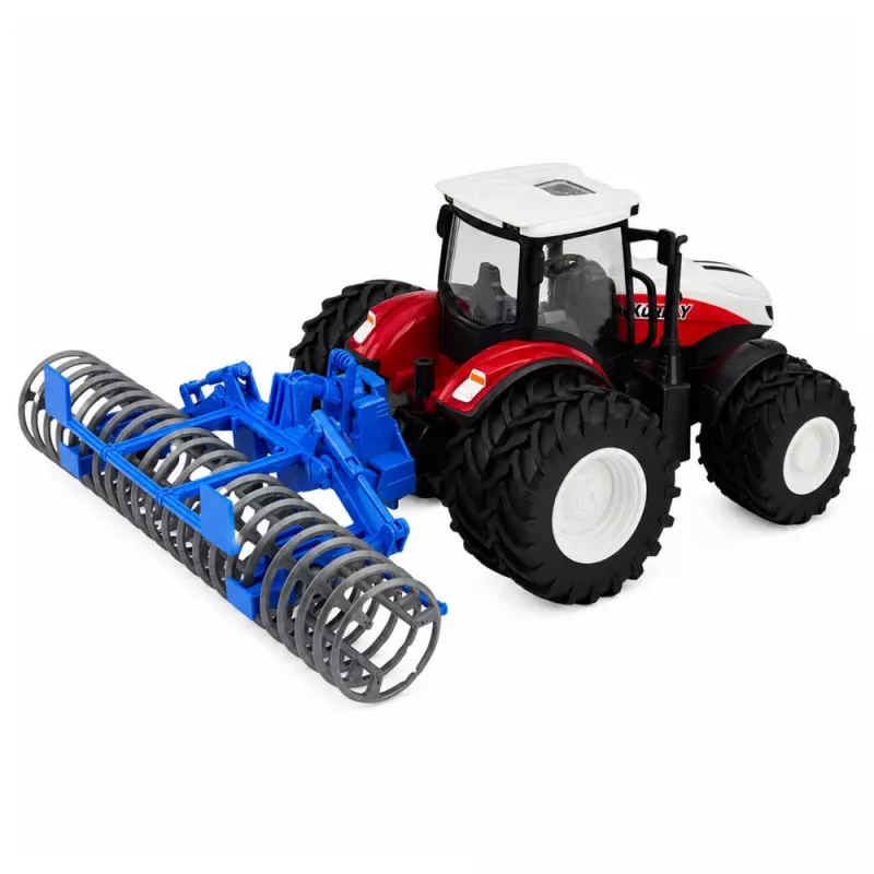 LEAN TOYS Remote Controlled Tractor with Roller RC Lights Red 1:24