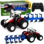 LEAN TOYS RC Remote Controlled Agricultural Tractor with Double Furrow Plow Red 1:24