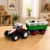 LEAN TOYS Attālināti vadāms RC lauksaimniecības traktors ar piekabi un govs figūru 1:24