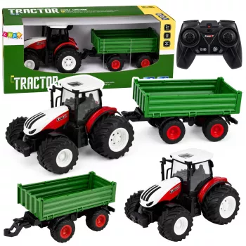 LEAN TOYS Attālināti vadāms lauksaimniecības traktors ar pašizgāzēju piekabi, gaismām, skaņu 1:24