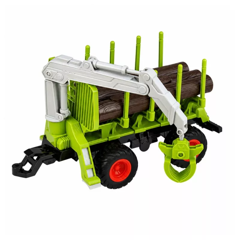 LEAN TOYS RC Remote Controlled Tractor with Forest Trailer and Timber Grabber 1:24