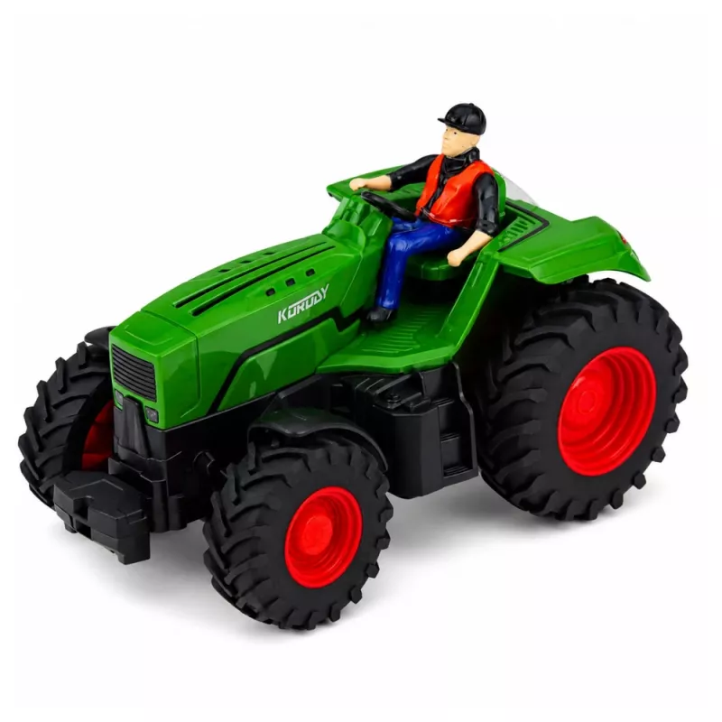 LEAN TOYS Remote Controlled Farm Tractor with Hay Rake RC Lights 1:24