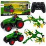 LEAN TOYS Remote Controlled Farm Tractor with Hay Rake RC Lights 1:24