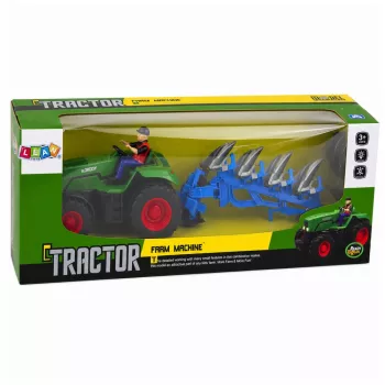 LEAN TOYS RC Traktors ar Arklu un Zemnieku Tālvadības Gaismas Zaļš 1:24