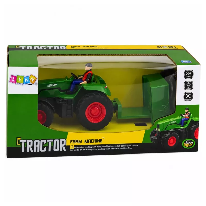 LEAN TOYS Ar tālvadību vadāms lauksaimniecības traktors ar kravas piekabi Farmer 1:24