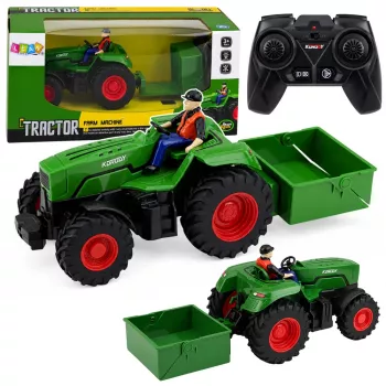 LEAN TOYS Ar tālvadību vadāms lauksaimniecības traktors ar kravas piekabi Farmer 1:24