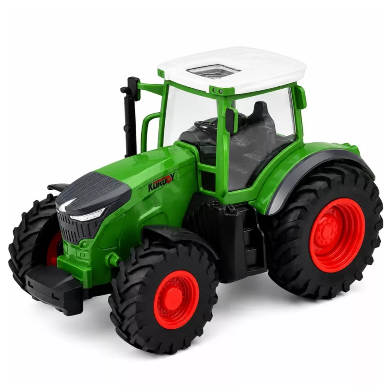 LEAN TOYS Ar tālvadību vadāms lauksaimniecības traktors ar pašizgāzēju piekabi un gaismām 1:24