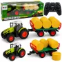 LEAN TOYS Remote Controlled RC Farm Tractor with Hay Bale Trailer and Lights 1:24