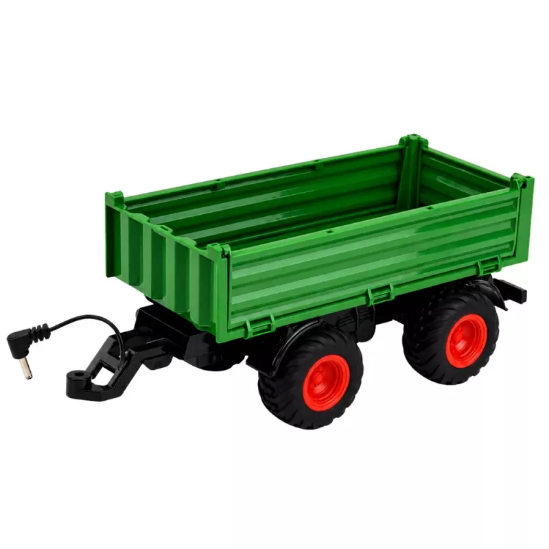 LEAN TOYS Ar tālvadību vadāms lauksaimniecības traktors ar pašizgāzēju piekabi Zaļš 1:24