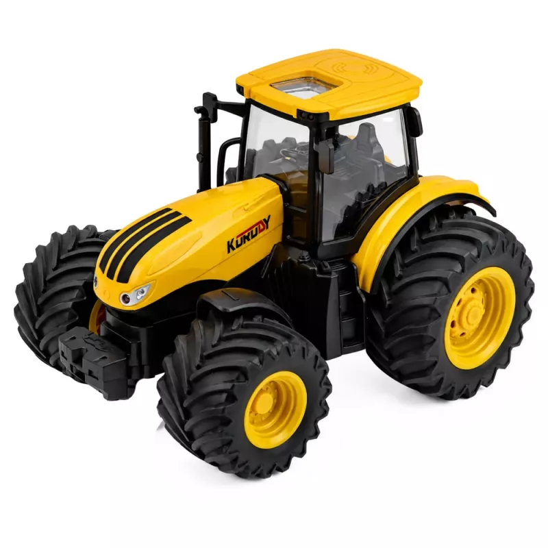 LEAN TOYS Lauksaimniecības traktors ar sējēju un kultivatoru Gaismas Skaņas Dzeltens 1:24