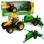LEAN TOYS Lauksaimniecības traktors ar sējēju un kultivatoru Gaismas Skaņas Dzeltens 1:24