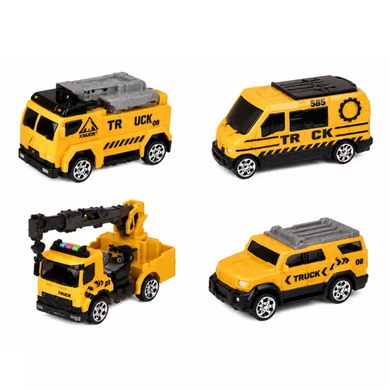LEAN TOYS Kravas automašīna ar celtni un transportieri, gaismas, skaņas, dzeltena