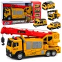 LEAN TOYS Kravas automašīna ar celtni un transportieri, gaismas, skaņas, dzeltena