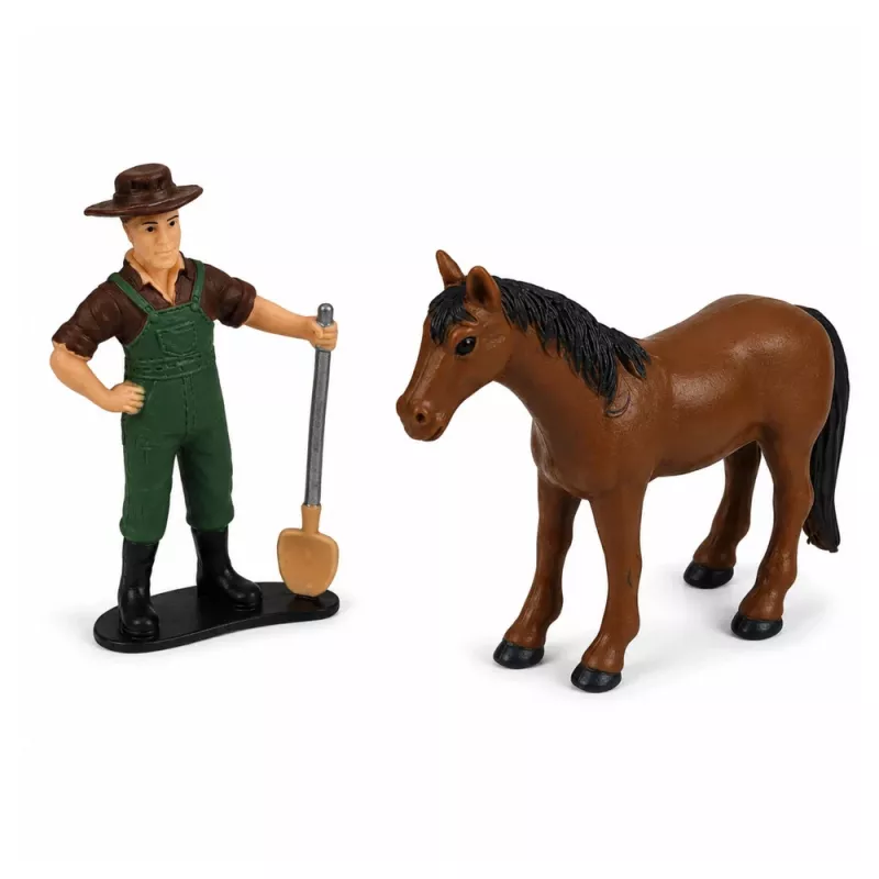 LEAN TOYS Lauksaimniecības kombains ar griezējvārpstu un arklu, zemnieku figūriņas, zirgs, gaismas, skaņas, 4 gab.