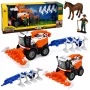 LEAN TOYS Lauksaimniecības kombains ar griezējvārpstu un arklu, zemnieku figūriņas, zirgs, gaismas, skaņas, 4 gab.