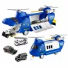 LEAN TOYS Salokāma policijas transporta lidmašīna ar transportlīdzekļiem, gaismām un skaņām
