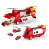 LEAN TOYS Lielā salokāmā ugunsdzēsēju transporta lidmašīna ar transportlīdzekļiem, gaismām un skaņām