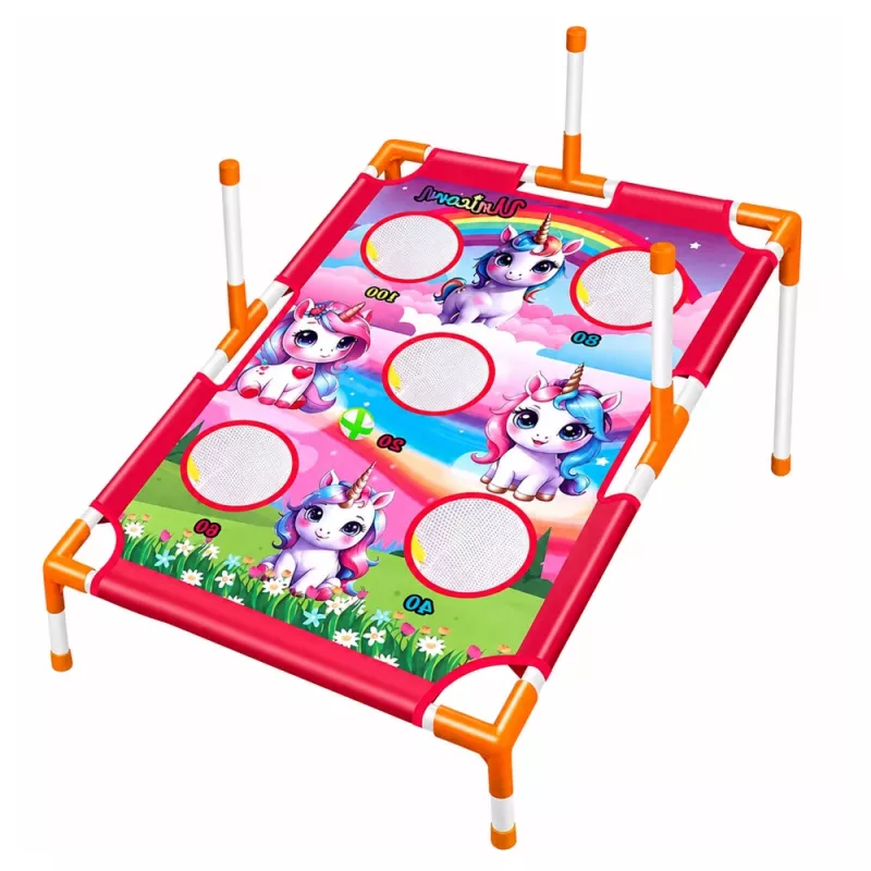 LEAN TOYS 4-in-1 Unicorn Target Toss Game ar riņķiem un diskiem
