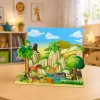 LEAN TOYS Savvaļas dzīvnieku figūriņu komplekts Leopards Tīģeris Zilonis Zirgs Parks 3D dēlis