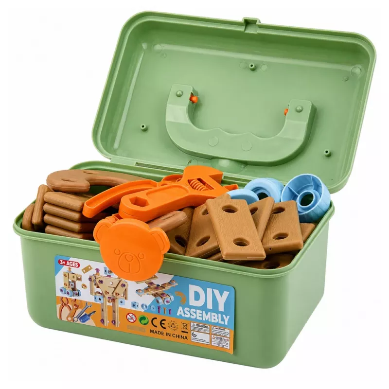 LEAN TOYS Skrūvgrieža konstrukcijas komplekts ar klucīšiem koferī 190 gab.