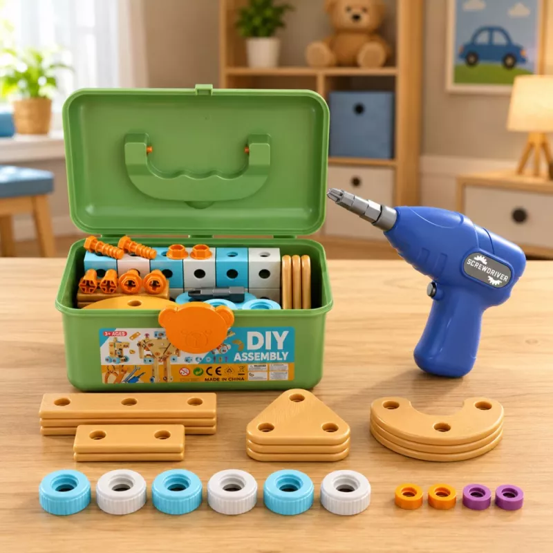 LEAN TOYS Skrūvgrieža konstrukcijas komplekts ar klucīšiem koferī 190 gab.