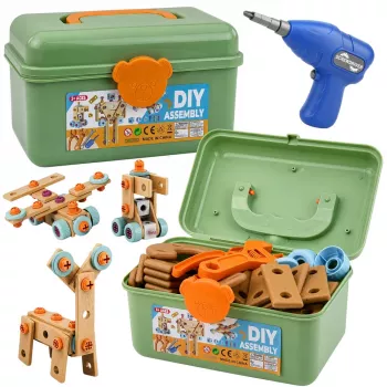 LEAN TOYS Skrūvgrieža konstrukcijas komplekts ar klucīšiem koferī 190 gab.