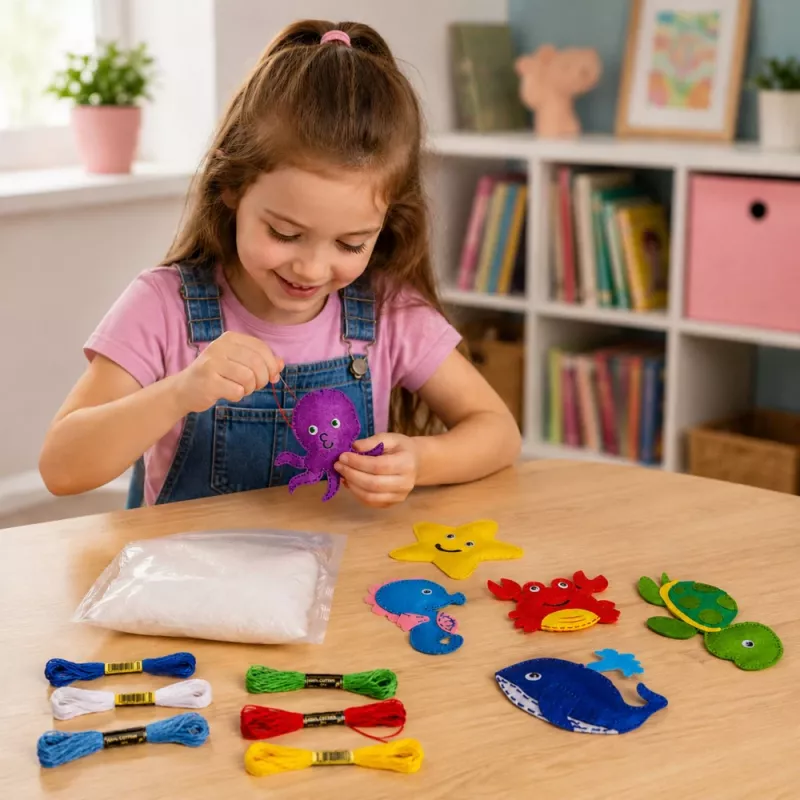 LEAN TOYS Creative Kit Stuffed Animals for Sewing Felt DIY Sea Animals 6 pcs.