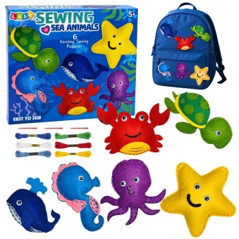 LEAN TOYS Creative Kit Stuffed Animals for Sewing Felt DIY Sea Animals 6 pcs.