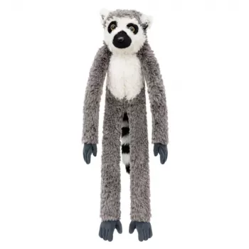 LEAN TOYS Plush Lemur Mascot Cuddly Toy with Velcro Paws for Hanging, 50 cm, Grey/White/Black