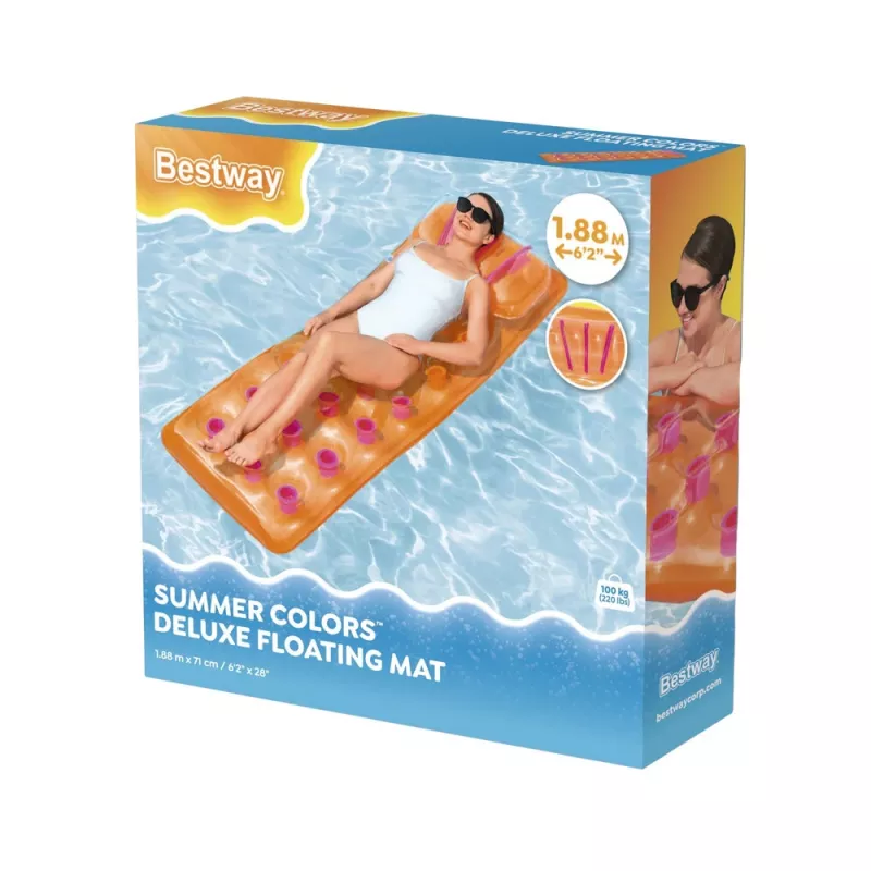 Bestway 43015 Piepūšamais gaisa matracis peldbaseinam, oranžs, 183x69x15 cm