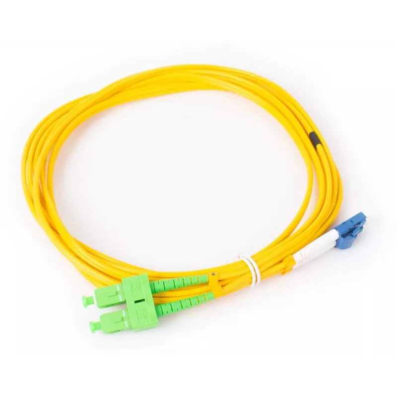 GETFORT SM SC/APC uz LC/UPC Dupleksa optiskās šķiedras savienotājkabelis 3m (9.84ft) LSZH Dzeltens