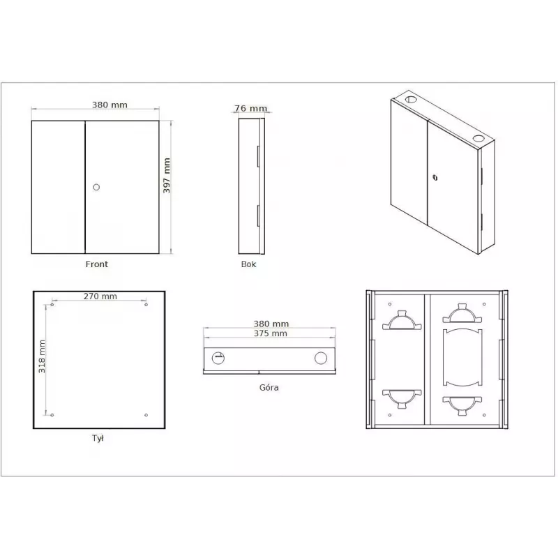 GETFORT GF-FO-PSNW-24SX Fiber Optic Distribution Box, 12 Fibers, SC/LC, Wall-Mounted, Light Grey