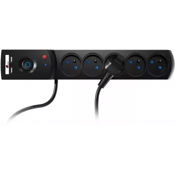 Getfort 5P 5m Black USB Surge Protector Power Strip