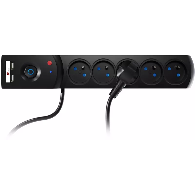Getfort 5P 5m Black USB Surge Protector Power Strip