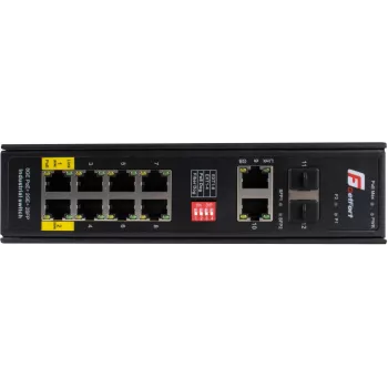 GETFORT GF-110-8PG-2G-2S Industrial PoE+ Switch, 8x PoE+ Gigabit + 2x Gigabit + 2x SFP, -40°C līdz 80°C