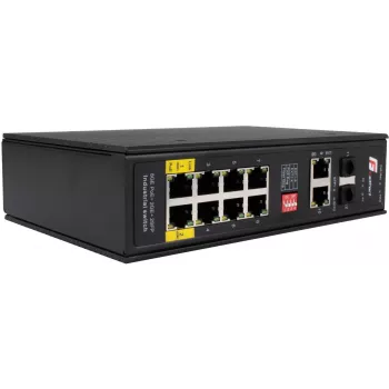GETFORT GF-110-8PG-2G-2S Industrial PoE+ Switch, 8x PoE+ Gigabit + 2x Gigabit + 2x SFP, -40°C līdz 80°C