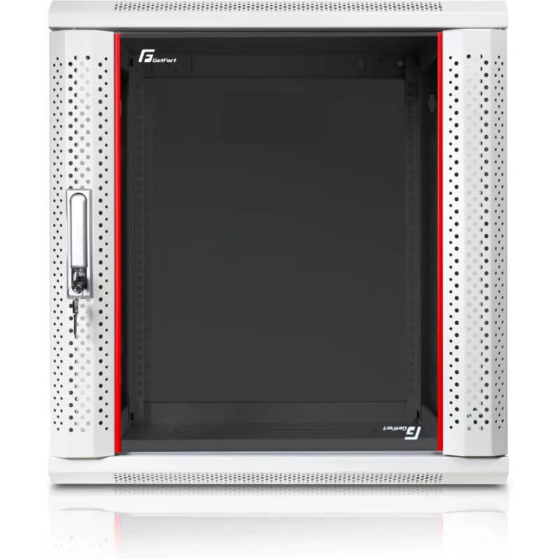 GETFORT 19 inch sienas stiprinājuma skapis 12U 600x600mm Pelēks (RAL 7035) - WGF12-66EH-WGG