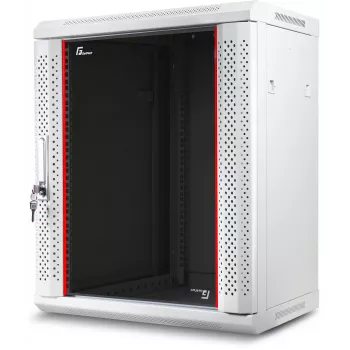 GETFORT 19 inch sienas stiprinājuma skapis 12U 600x600mm Pelēks (RAL 7035) - WGF12-66EH-WGG