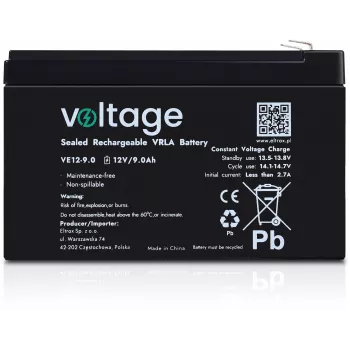 VOLTAGE AGM akumulators 12V 9Ah VE12-9.0 (6-9 gadu kalpošanas laiks)