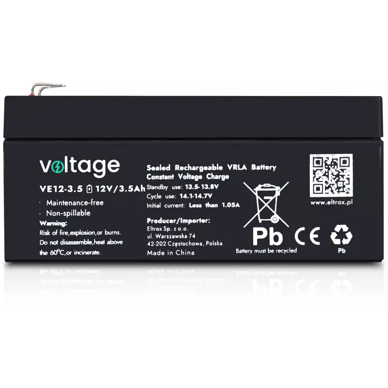 VOLTAGE AGM Akumulators 12V 3.5Ah VE12-3.5 (6-9 gadu kalpošanas laiks)