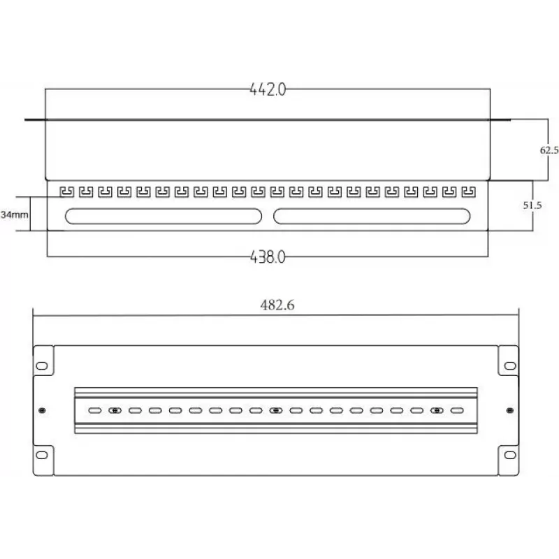 Getfort 3U 22x Schuko Strāvas Sadales Panelis 230V 16A 2m Kabelis Melns