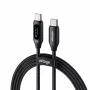 USB-C uz USB-C kabelis Voltage PowerDisplay 100W PD 1m Melns