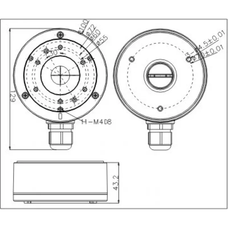 MITON MT-P1280-B Elektriskais korpuss, Pelēks, ABS, IP65, 120x80x70mm
