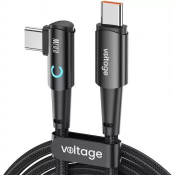 Voltage PowerAngle USB-C to USB-C kabelis 100W PD 100cm Melns